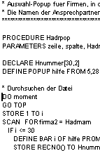 Ausschnitt aus dBASE-Programm